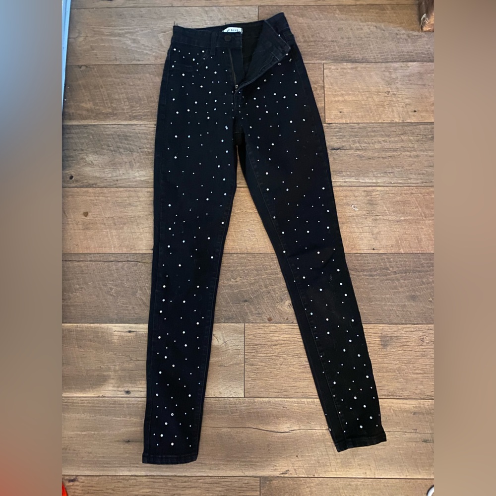 Rhinestone Black Skinny Jeans